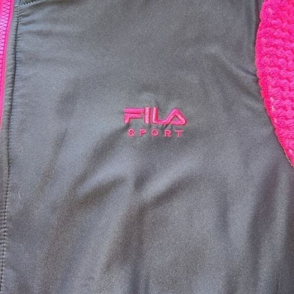 Fila Sport Pink & Black Jacket Womens L Faux Fur Polyester Warm - Picture 8 of 12